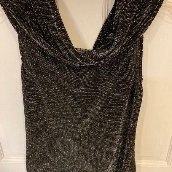 Alex Evenings Sleeveless cowlneck formal black sparkly blouse-Size Medium - Picture 4 of 4
